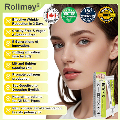 🍀Made and shipped from Canada 💫Rolimey® Botox & Vita-A Retinol Shot Wrinkle-Lift Tightening cream - Last Day Promotion 50% OFF