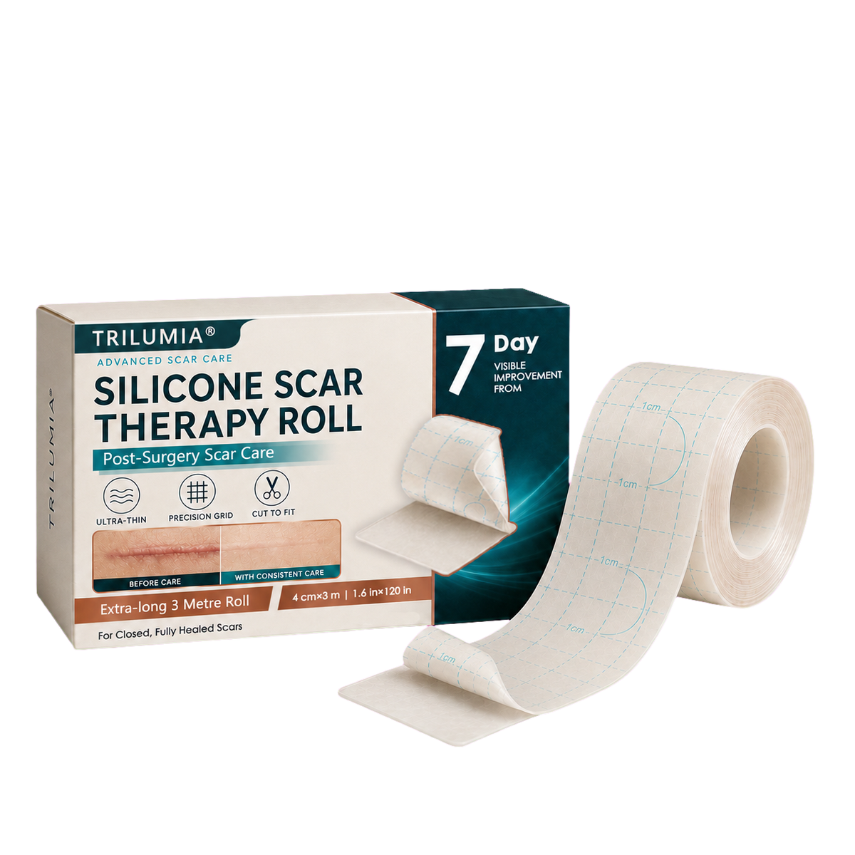 🍁TRILUMIA® SILICONE SCAR THERAPY ROLL  Help Soften, Flatten & Improve the Appearance of Raised Scars